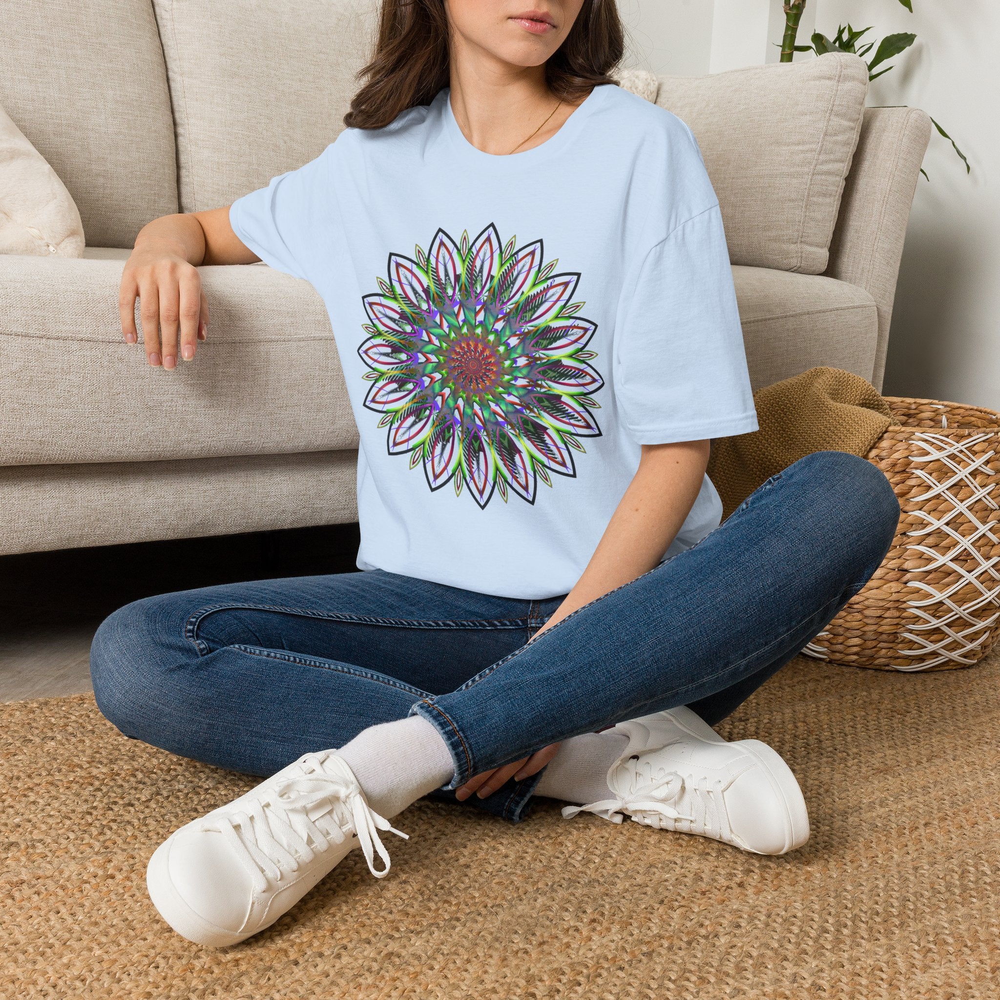 Floral Mandala Tee — Colorful Boho Sunflower Graphic T-Shirt