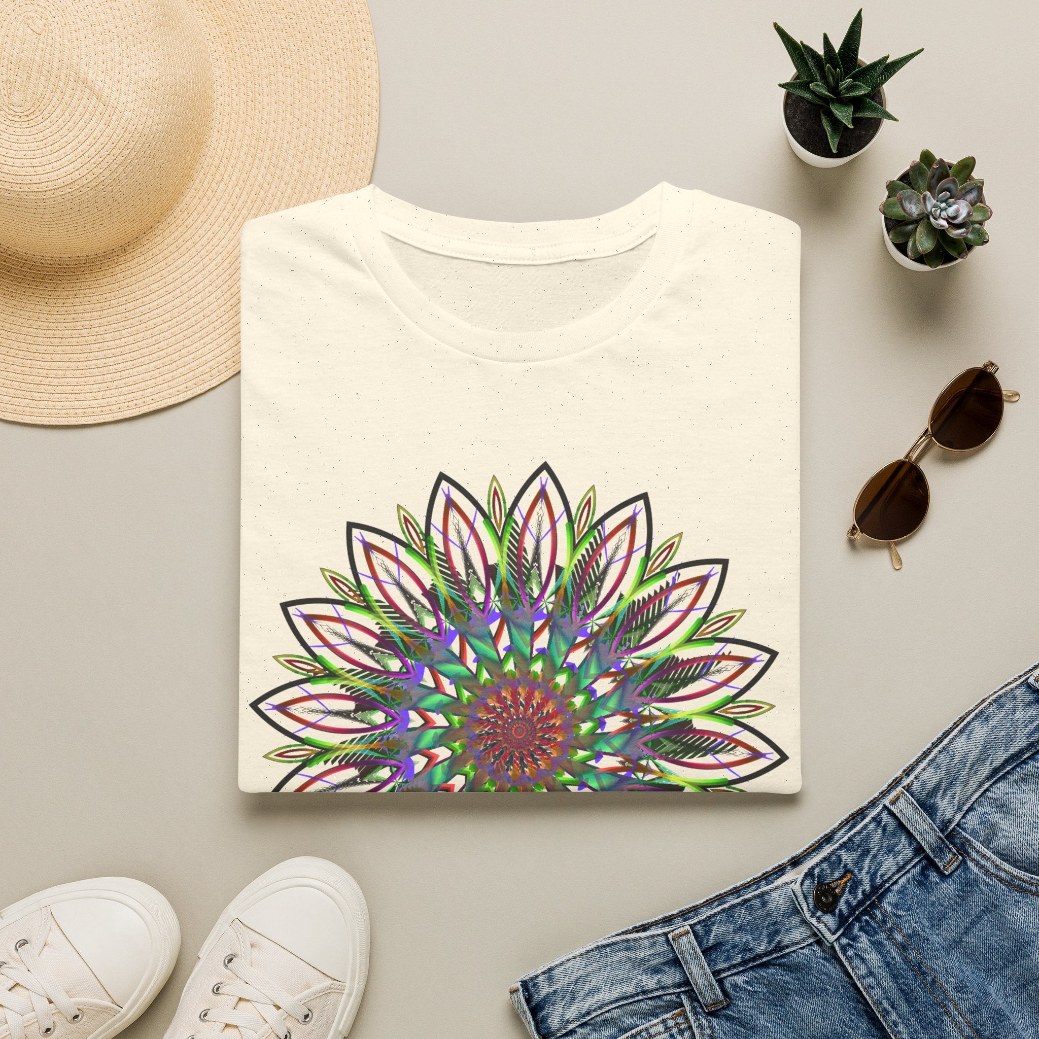 Floral Mandala Tee — Colorful Boho Sunflower Graphic T-Shirt
