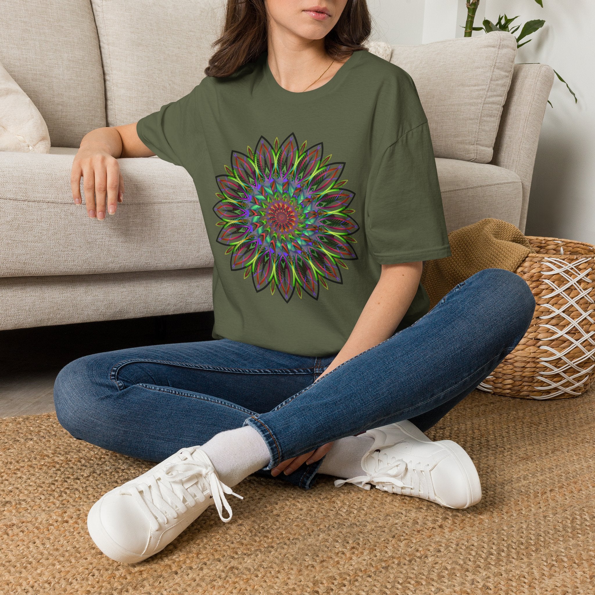 Floral Mandala Tee — Colorful Boho Sunflower Graphic T-Shirt
