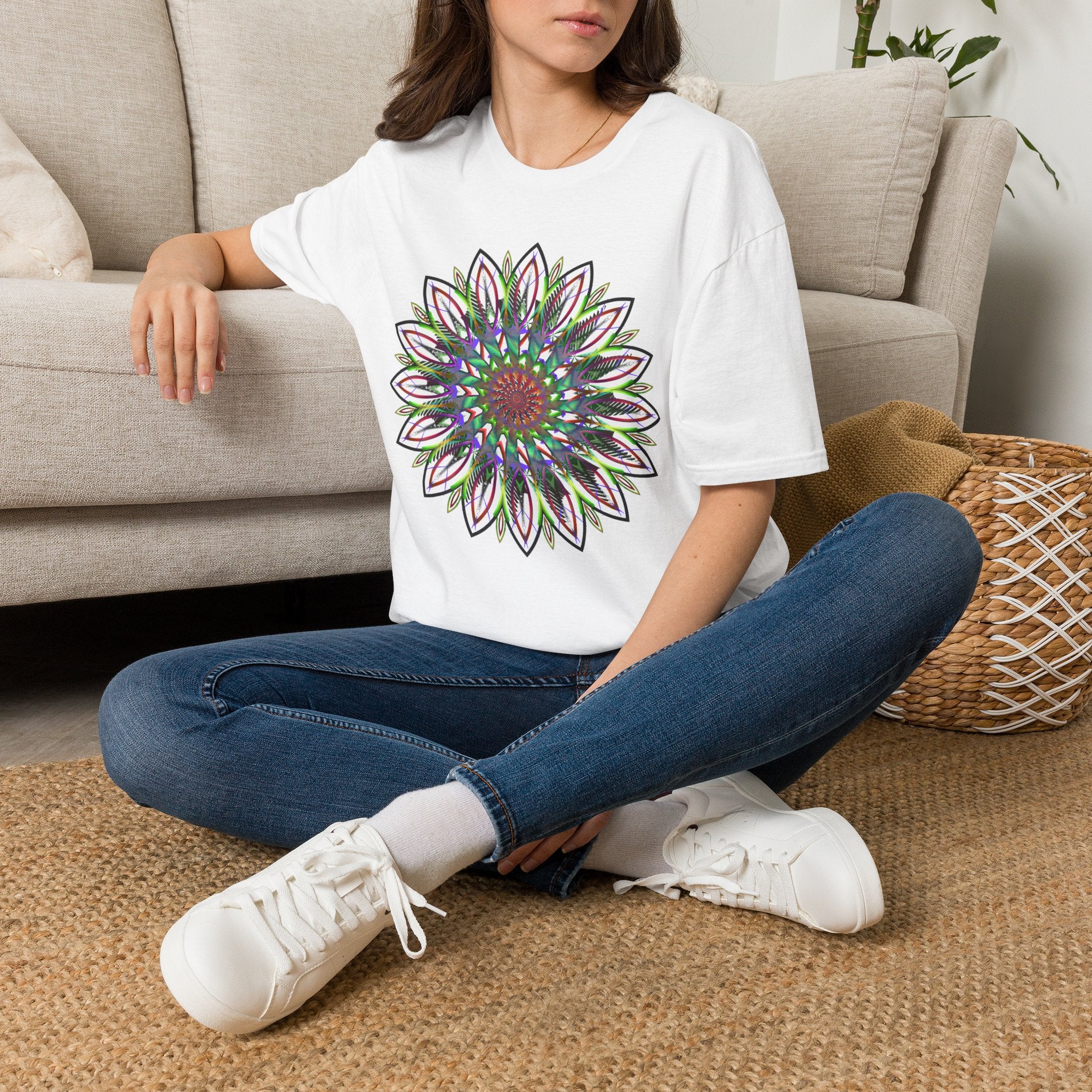 Floral Mandala Tee — Colorful Boho Sunflower Graphic T-Shirt