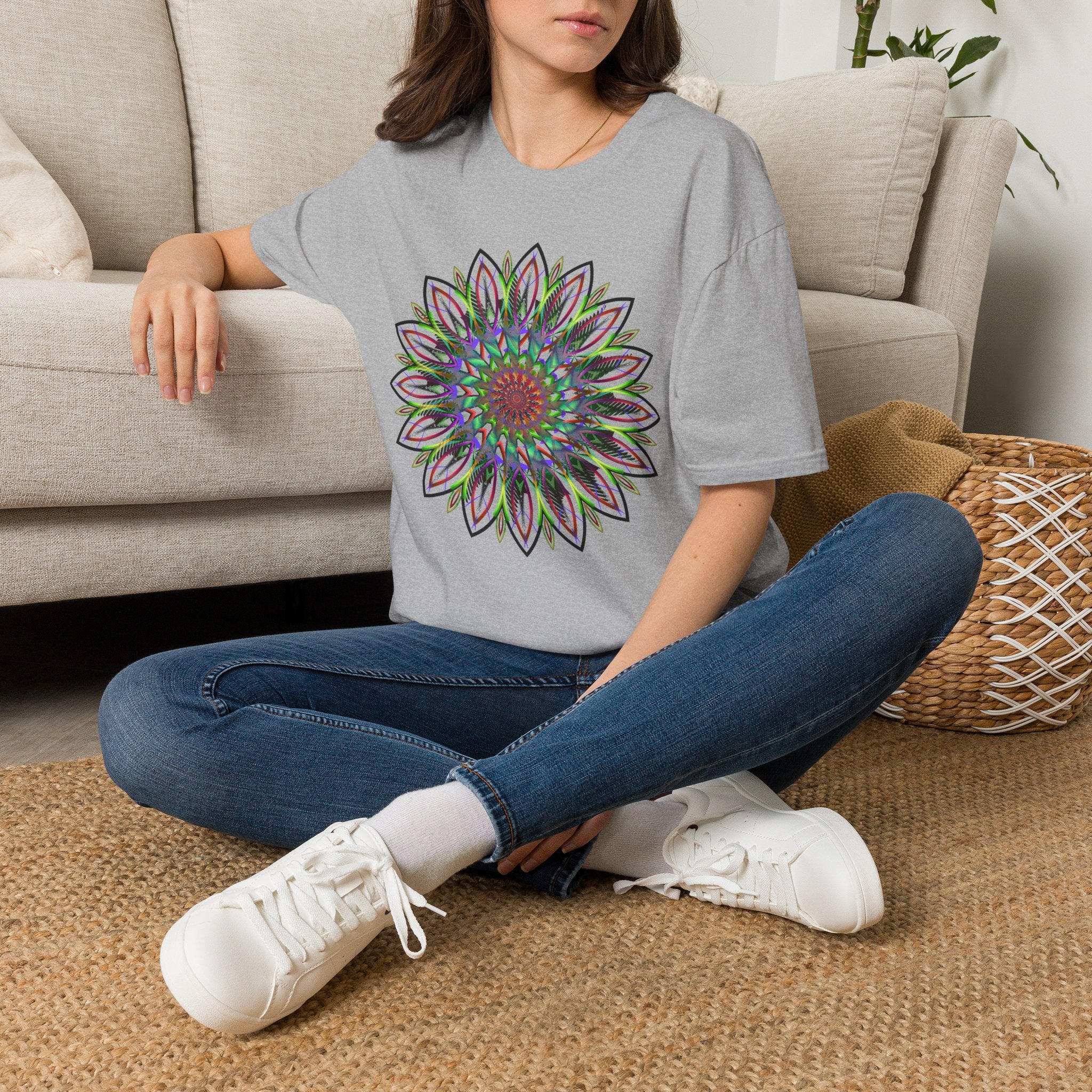Floral Mandala Tee — Colorful Boho Sunflower Graphic T-Shirt