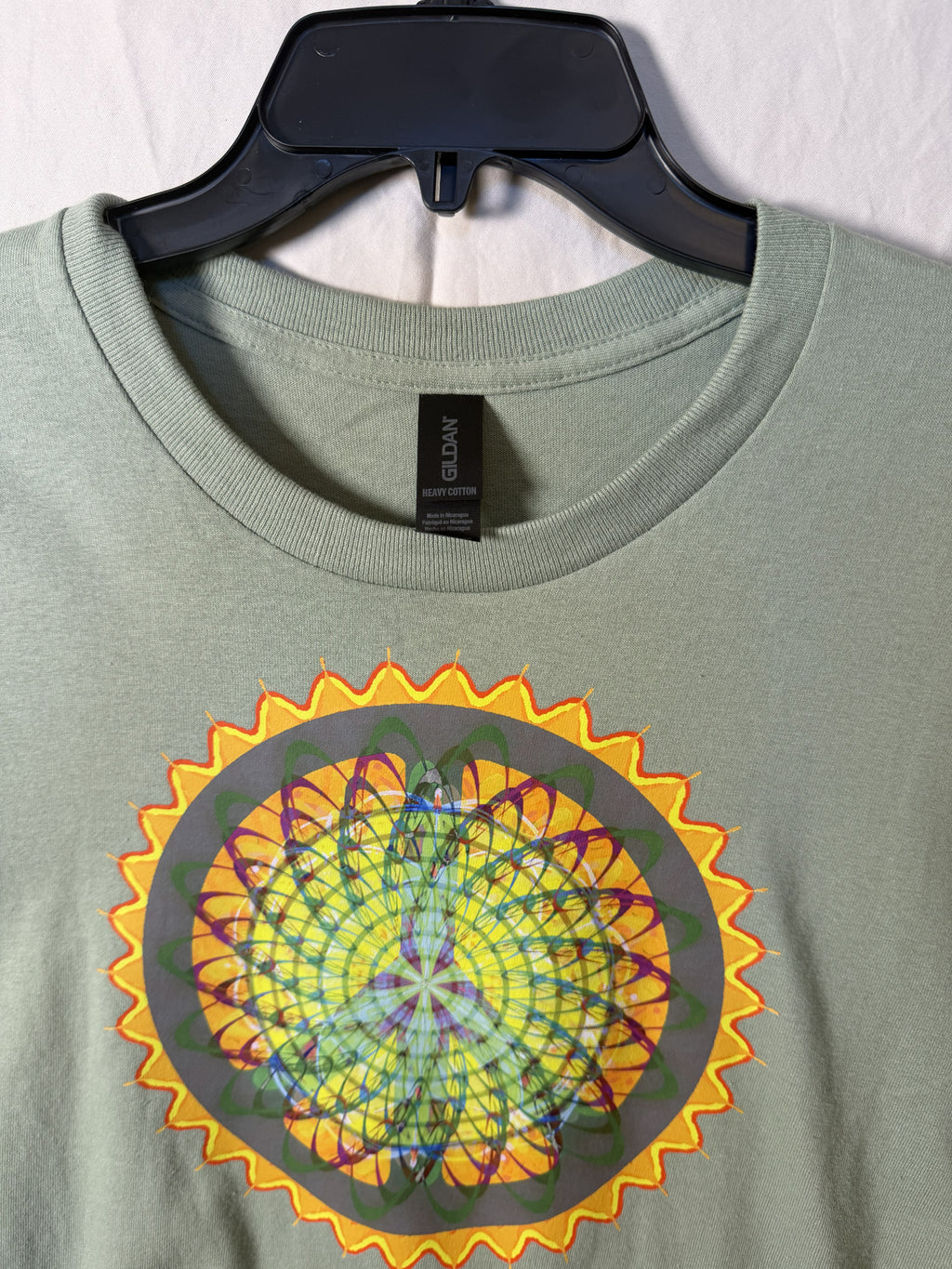 Sunflower Mandala Peace Tee – bentSignal Sacred Geometry Graphic Shirt
