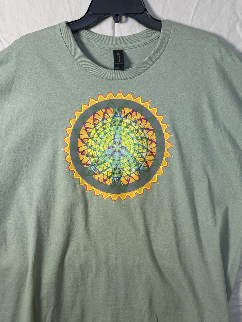 Sunflower Mandala Peace Tee – bentSignal Sacred Geometry Graphic Shirt