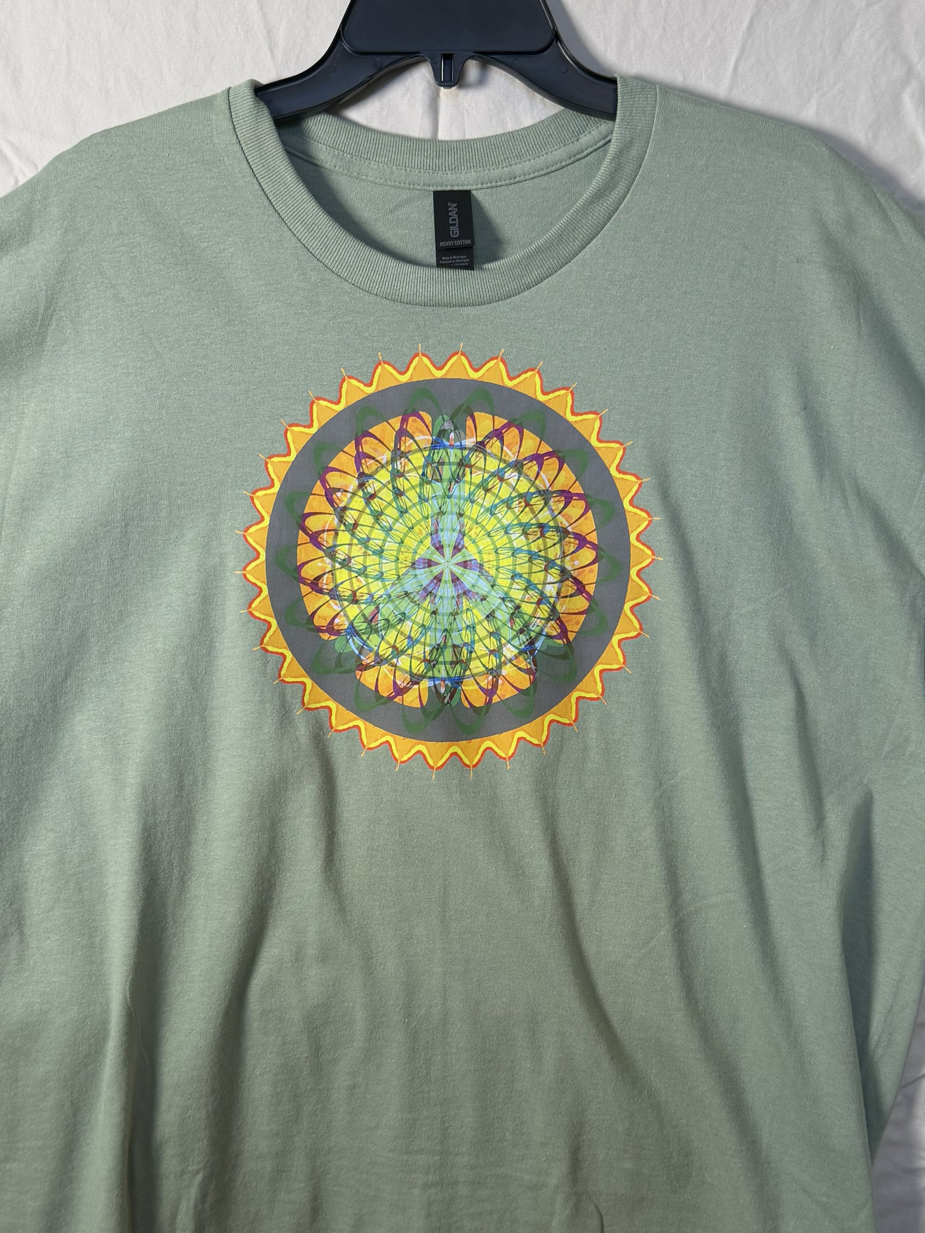 Sunflower Mandala Peace Tee – bentSignal Sacred Geometry Graphic Shirt