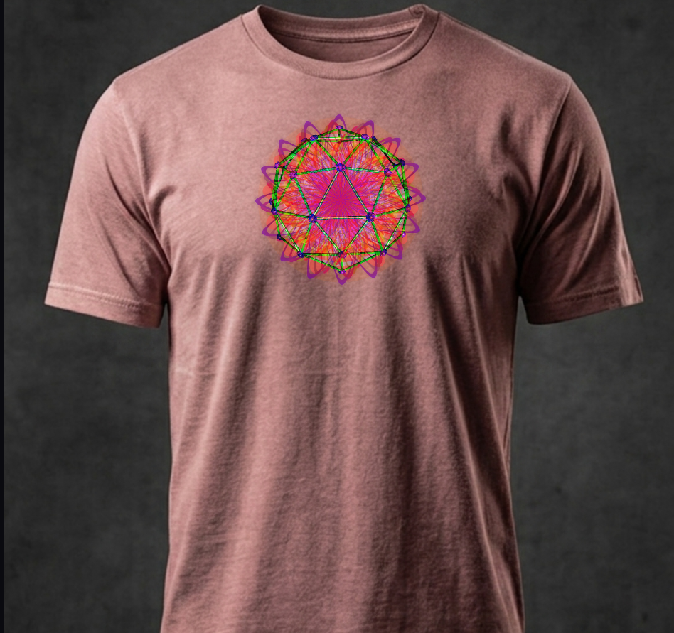 Star Mandala Icosahedron Tee – bentSignal Colorful Sacred Geometry Shirt